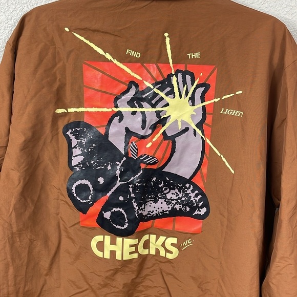 NWT Checks Butterfly Logo Graphic Nylon Jacket in Toasted Coconut Sz S - Picture 15 of 15